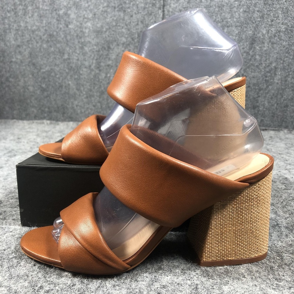 Steve Madden Brown Leather Block Heel Sandals - Picture 3 of 16